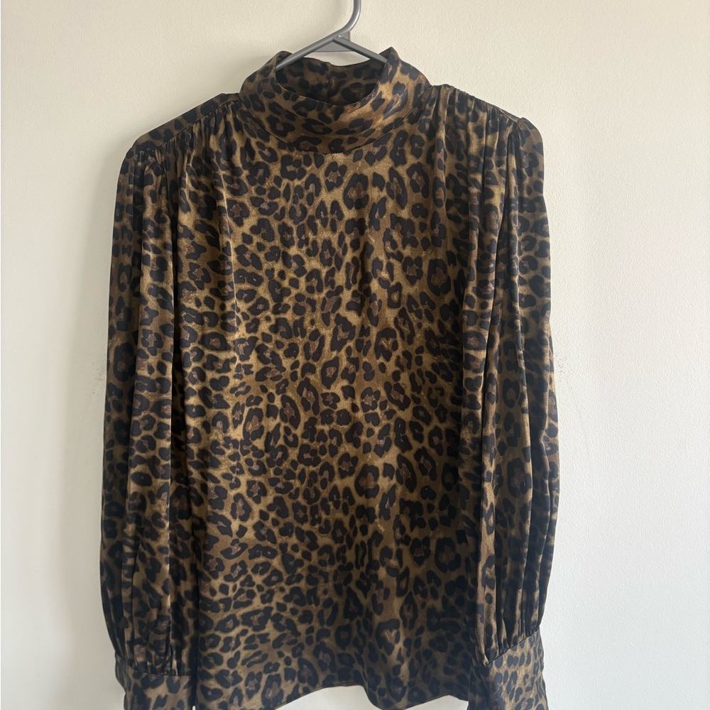 Leopard Print High-Neck Top